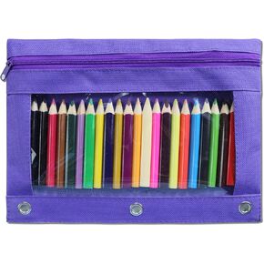 GJIAUKIZ Pencil Pouch for 3 Ring Binder, Pencil Case Pouch with Smooth Zipper, Clear Window Pencil Bag for Binder, Perfect for School, Office, Jewelry, and Cosmetic, Purple