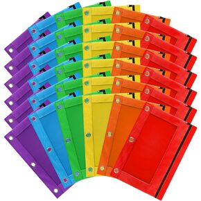 Gloween 72 Pack Pency Pouch for 3 Ring Binder ، Zipper Pencil Pouches/Case in Artratort ، Binder Pender Pouch/Bage for Office School Supplies (6C-2412)