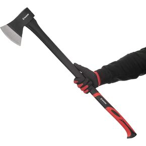 INTERTOOL 36" Wood Chopping Axe, 2.8 Lbs, Long Tree Felling Ax, Firewood Cutting, Shock Absorbing Fiberglass Anti-Slip Handle with Blade Cover HT-0264