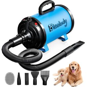 مجفف الكلاب حيوان أليف من منفاخ عالية السرعة للاستمالة ، وضرب 3800W/5.2HP للكلاب الكبيرة sechoir صب chien مع سرعة قابلة للتعديل ، 4 فوهات مختلفة وفرشاة الكلب ، الأزرق