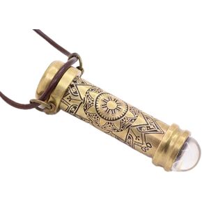 RII Brass Teleidoscope/Kaleidoscope Pandent with leather Cord Necklace, Etched Mandala Pattern Locket, Pocket Scope -A unique Gift for Loved Ones
