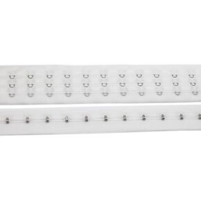 2.5 Yards Pair White Color Three Row Hook and Eye Tape Trim for Sewing Quilting Corset Bra Renaissance Dance Bridal Costumes (White Three Row)