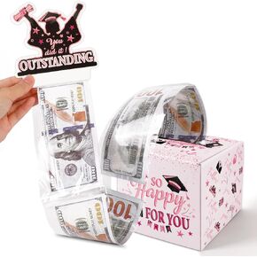 حاملي أموال التخرج من Konsait Pink ، 2025 حاملي أموال هدايا التخرج لجميع خريجي العمر ، DIY Money Roll Surprise Money ، صندوق التخرج للحصول على الهدايا النقدية ، وأفكار التخرج