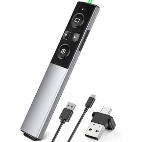 Wireless Presentation Clicker with Air Mouse Control, Gyro Volume Control & Ink Annotation – 2-in-1 USB-C Rechargeable Presentation Remote for PowerPoint, Keynote, Mac/PC/Laptop