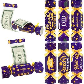 6 PCS GRURGE SURRUSE MONET POUCH FOR CASH GIFT ، 2025 Money Holder Box Candy Funny Carrats Grad Party Gift DIY Kit for Women Men (Black and Gold)