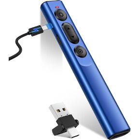 2 in 1 USB Type C Rechargeable Wireless Presenter Remote for PPT, 2.4GHz Presentation Remote Slide Advancer Powerpoint Clicker for Mac/Computer/Laptop/Keynote