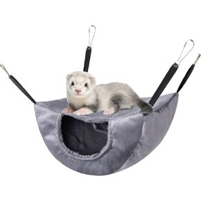 VEDEM FERRET SOND PLUSH Bunkbed ramock قفص صغير قفص معلق سرير دافئ مخبأ لسنشيلا الفئران (متوسطة ، رمادي)