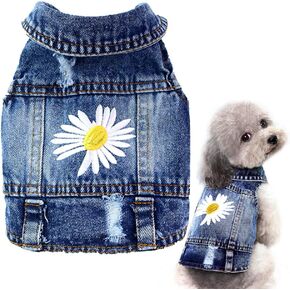 Pawstrip Dog Jean Jean Stupl Summer Cool Puppy Denim Dress Classic Daisy Chinten Coggy Cowboy Steps لطيف للقطط حيوانات طية صفيرة التنورة ملابس متوسطة صغيرة الكلاب قميص مغسول ناعم الراحة بوج ملابس