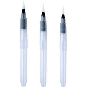 3Pcs Water Brush Pens Set Refillable Watercolor Pen Brush 3 Sizes Brush Tips for Blending Colors Creating Shades Watercolor Set Kids Adults Artist Professional Paintbrush Sets