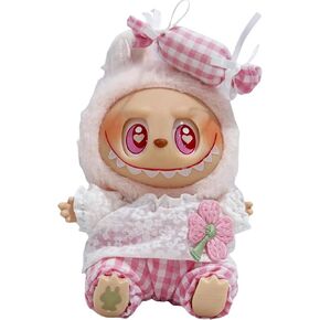 17cm Doll Clothes for Labubu with 2 Outfits - Stylish Fisherman Hat & Overalls Set for 17cm Dolls, Adorable Labubu Accessories for Play & Display (Style-A)(Doll Not Included)