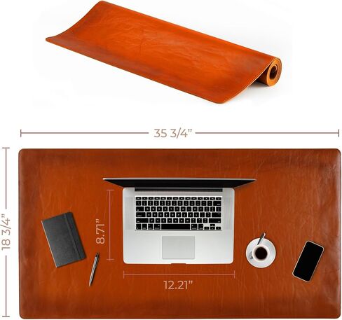 Leather Desk Mat - Executive Real Leather Desk Pad - Genuine Leather Office Desktop mat - Large (18 3/4" X 35 3/4") | Non-Slip Leather Desk Blotter in Saudi Arabia