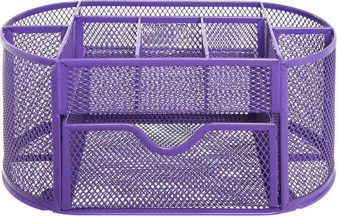 MyGift Metal Wire Mesh Desktop Supplies Organizer Caddy with 8 Compartments and Storage Drawer for Home Office School Dorm (Black)) in Saudi Arabia