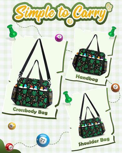 Bingo Bag with Pockets for Daubers Dabbers Dobbers Dotters Casino Bingo Game Accessories for Adults Seniors Black in Saudi Arabia