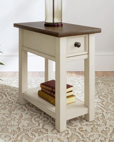 Signature Design by Ashley Bolanburg Farmhouse Chair Side End Table, Light Brown & Whitewash in Saudi Arabia