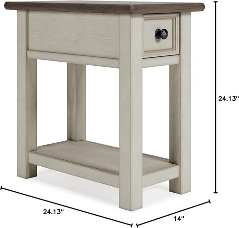 Signature Design by Ashley Bolanburg Farmhouse Chair Side End Table, Light Brown & Whitewash in Saudi Arabia