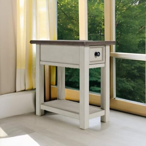 Signature Design by Ashley Bolanburg Farmhouse Chair Side End Table, Light Brown & Whitewash in Saudi Arabia