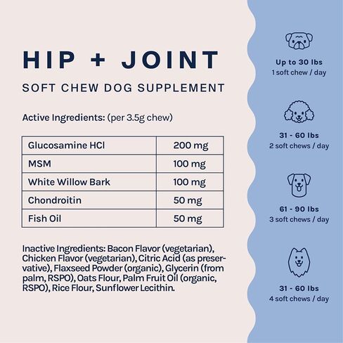 Good Trouble Pets Hip & Joint Supplement for Dogs - Bacon & Chicken Flavor, 30 Chews - Enhance Joint Health & Mobility for Your Canine Companion in Saudi Arabia