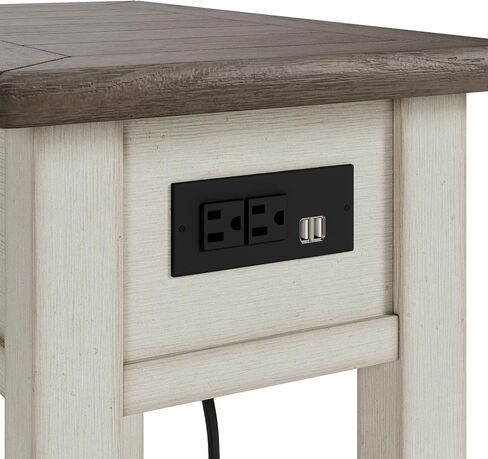Signature Design by Ashley Bolanburg Farmhouse Chair Side End Table, Light Brown & Whitewash in Saudi Arabia