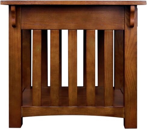 Leick Home 8207 Mission Impeccable End Table with Drawer, Made with Solid Wood, Side Table for Living Room, Bedroom, Medium Oak Finish, Russet in Saudi Arabia