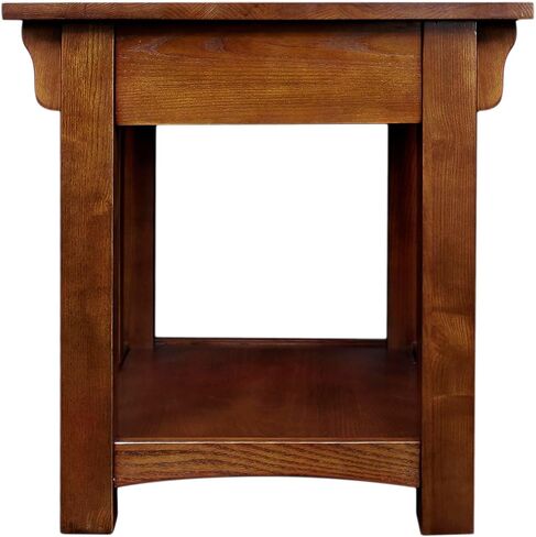 Leick Home 8207 Mission Impeccable End Table with Drawer, Made with Solid Wood, Side Table for Living Room, Bedroom, Medium Oak Finish, Russet in Saudi Arabia
