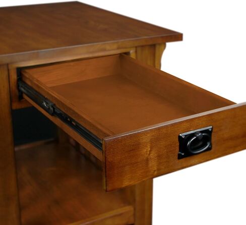 Leick Home 8207 Mission Impeccable End Table with Drawer, Made with Solid Wood, Side Table for Living Room, Bedroom, Medium Oak Finish, Russet in Saudi Arabia