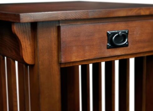 Leick Home 8207 Mission Impeccable End Table with Drawer, Made with Solid Wood, Side Table for Living Room, Bedroom, Medium Oak Finish, Russet in Saudi Arabia