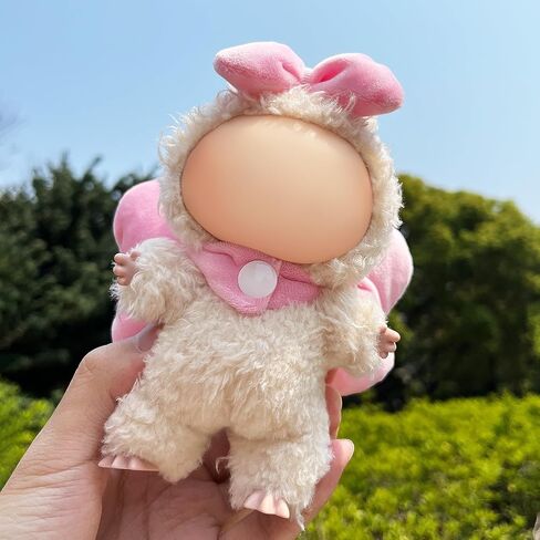 Labubu Clothes – 17cm Labubu Doll Pink Bow: Plush Comfort Filled with Pearl Cotton, Made for Snuggly Home Moments (Doll Not Included) in Saudi Arabia