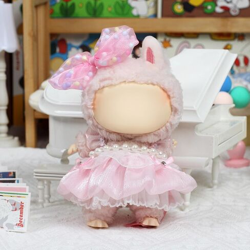 Labubu Clothes – 17cm Labubu Doll Pink Bow: Plush Comfort Filled with Pearl Cotton, Made for Snuggly Home Moments (Doll Not Included) in Saudi Arabia