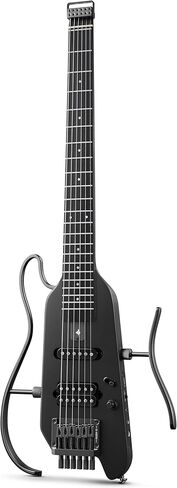 Donner HUSH-X Electric Guitar Kit - Featherlight Headless Guitar, Great for Travel and Practice, Mahogany Solid Body with Easy Assemble Stands, Gig Bag, All Accessories, Natural in Kuwait