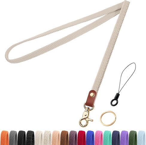 Fishent Stretchy Thin Lanyards for Keys ID Badges, Cute Long Teacher Neck Key Lanyard Keychains for Women Men Wallet Phone(Starlight) in Saudi Arabia