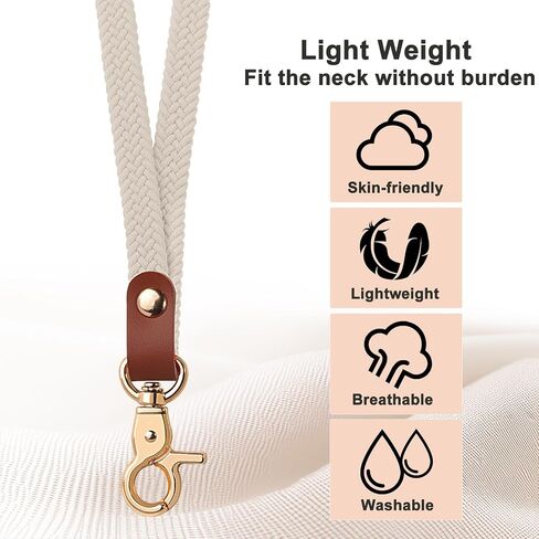 Fishent Stretchy Thin Lanyards for Keys ID Badges, Cute Long Teacher Neck Key Lanyard Keychains for Women Men Wallet Phone(Starlight) in Saudi Arabia