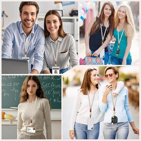 Fishent Stretchy Thin Lanyards for Keys ID Badges, Cute Long Teacher Neck Key Lanyard Keychains for Women Men Wallet Phone(Starlight) in Saudi Arabia