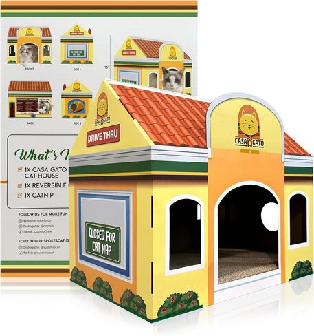Mochi's Dim Sum Palace Collapsible Cat House Tent – Space-Saver Pop-Up Design, Fun Restaurant Theme, Pet Playhouse with Catnip-Filled Dangle Toy - Great for Endless Feline Play & Cozy Catnaps in Saudi Arabia