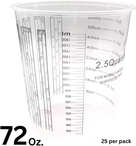 Plastic Paint Mixing and measuring Cup (44 Oz) (Box of 25) Best for measuring liquids in Saudi Arabia