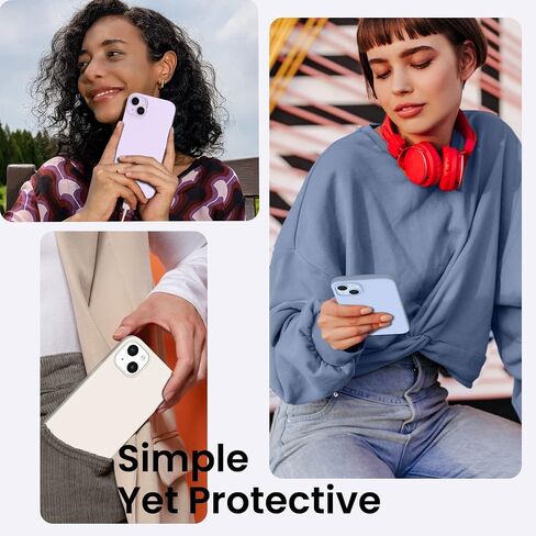 ORNARTO Compatible with iPhone 14 Case 6.1, Slim Liquid Silicone 3 Layers Full Phone Covered Soft Gel Rubber Case Protective Phone Cover 6.1 Inch-Pastel Lilac in Kuwait