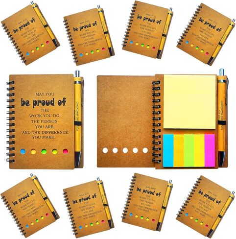 2025 Inspirational Spiral Notebook 10 Sets Portable Employee Appreciation Gifts Bulk Journals with Sticky Note Pen for Teachers Students Friends Colleagues Volunteer Nurse and Family Thank You Gifts in Kuwait