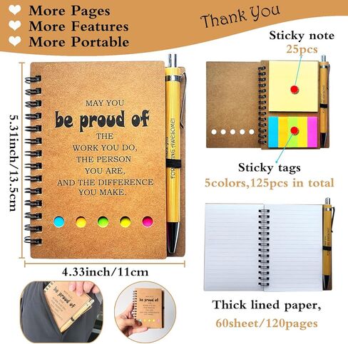 2025 Inspirational Spiral Notebook 10 Sets Portable Employee Appreciation Gifts Bulk Journals with Sticky Note Pen for Teachers Students Friends Colleagues Volunteer Nurse and Family Thank You Gifts in Kuwait