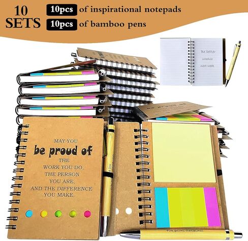 2025 Inspirational Spiral Notebook 10 Sets Portable Employee Appreciation Gifts Bulk Journals with Sticky Note Pen for Teachers Students Friends Colleagues Volunteer Nurse and Family Thank You Gifts in Kuwait