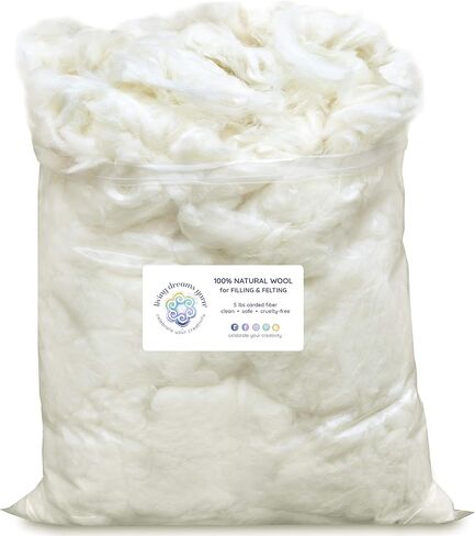 Super Dense Clean Wool Filler for Pillows, Stuffed Animals, Pouf, Pin Cushions, Crafting. 1LB, Natural White Dense in Saudi Arabia