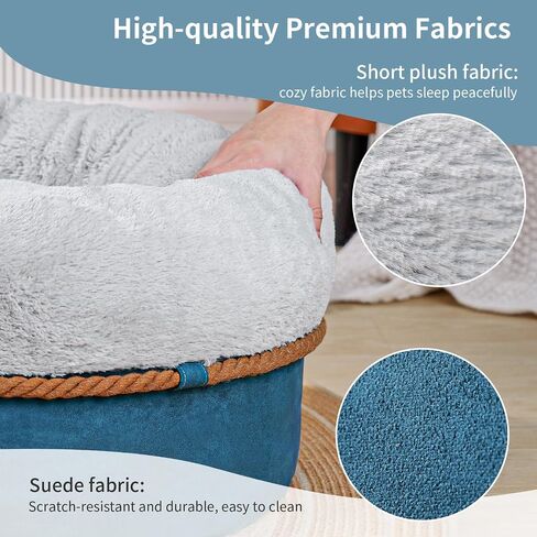 寵幸 Cat Beds for Indoor Cats - Donut Washable Small Pet Bed, 22 inches Anti-Slip Round Fluffy Plush Large Cat Bed, Warm and Thicked Dog Bed, Light Brown in Saudi Arabia