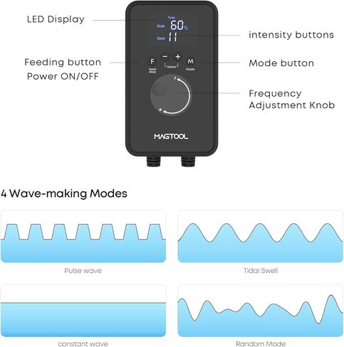 MagTool Wave Maker for Aquarium, Gyre Wavemaker, 1600-4200GPH Adjustable Cross Flow Wave Maker with Sine Wave Tech (MT-1600) in Kuwait