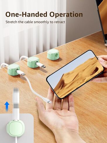 12 Pack Magnetic Cable Clip, [Smooth Adjustable] Phone Cord Holder for Nightstand, Adhesive Magnetic Cord Holder, Under Desk Cable Management Keeper Organizer for Nightstand Wall Car Office in Saudi Arabia