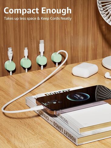 12 Pack Magnetic Cable Clip, [Smooth Adjustable] Phone Cord Holder for Nightstand, Adhesive Magnetic Cord Holder, Under Desk Cable Management Keeper Organizer for Nightstand Wall Car Office in Saudi Arabia