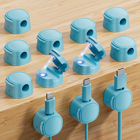 12 Pack Magnetic Cable Clip, [Smooth Adjustable] Phone Cord Holder for Nightstand, Adhesive Magnetic Cord Holder, Under Desk Cable Management Keeper Organizer for Nightstand Wall Car Office in Saudi Arabia