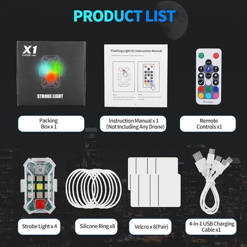 Drone Waterproof Mini Strobe Light, Anti-Collision Light, Rechargeable Drone Lights for Night Flying for DJI Neo/Avata 2/Air 3S/Mini 4 Pro/Mini 4K/Most RC Drone Accessories (4PCS) in Saudi Arabia