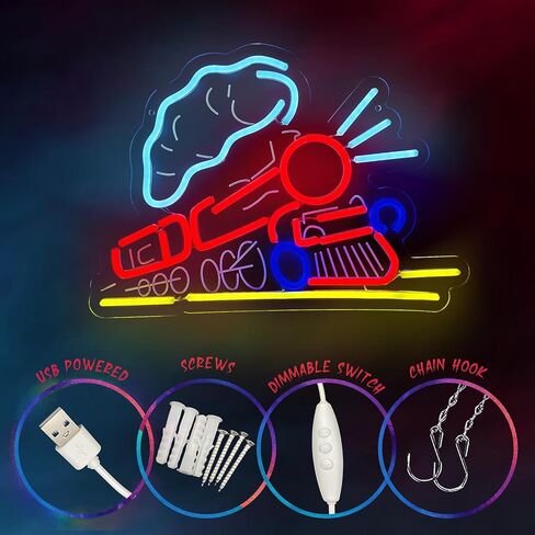 Trains LED Neon Light Sign - Eye - Catching Neon Signs for Wall Decor, Perfect for Kids Room in Saudi Arabia