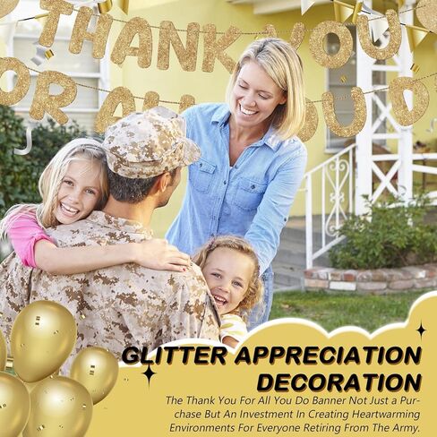 Fulmoon Pre Strung Thank You for All You Do Glitter Banner Funny Appreciation Banner for Employee Coworker Staff Teacher Thank Sign Party Decorations(Gold) in Kuwait