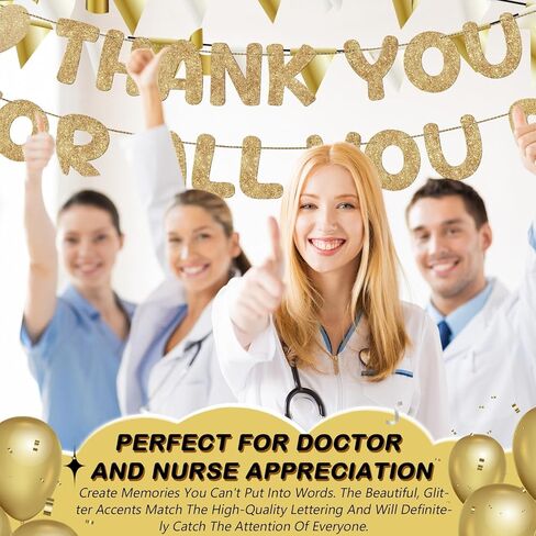 Fulmoon Pre Strung Thank You for All You Do Glitter Banner Funny Appreciation Banner for Employee Coworker Staff Teacher Thank Sign Party Decorations(Gold) in Kuwait