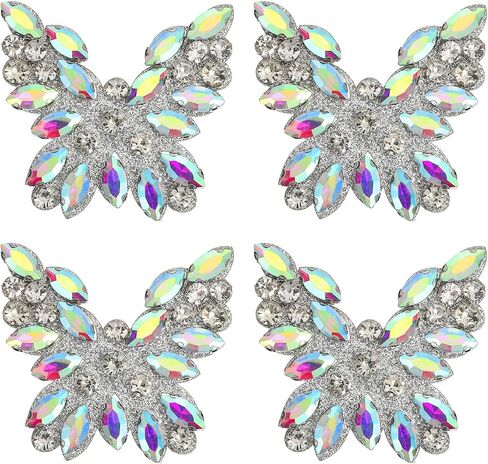 uxcell 4Pcs Rhinestone Butterfly Patches, Iron-on Beaded Appliques, Bling Clothing Repair Decoration Patches for Hats Shoe Bags DIY Accessories, Yellow in Kuwait