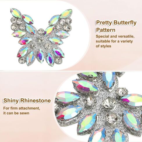 uxcell 4Pcs Rhinestone Butterfly Patches, Iron-on Beaded Appliques, Bling Clothing Repair Decoration Patches for Hats Shoe Bags DIY Accessories, Yellow in Kuwait